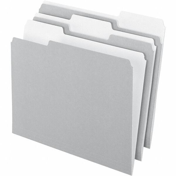 Pendaflex - 11-5/8 x 9-3/16", Letter Size, Gray, File Folders with Top Tab - 11 Point Stock, Assorted Tab Cut Location - Makers Industrial Supply