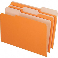 Pendaflex - 14-5/8 x 9-3/16", Legal, Orange, File Folders with Top Tab - 11 Point Stock, Assorted Tab Cut Location - Makers Industrial Supply