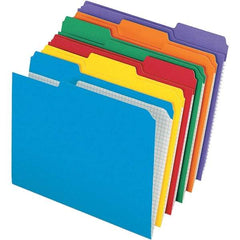 Pendaflex - 9-1/2 x 11-5/8", Letter Size, Assorted Colors, File Folders with Top Tab - 11 Point Stock, Assorted Tab Cut Location - Makers Industrial Supply