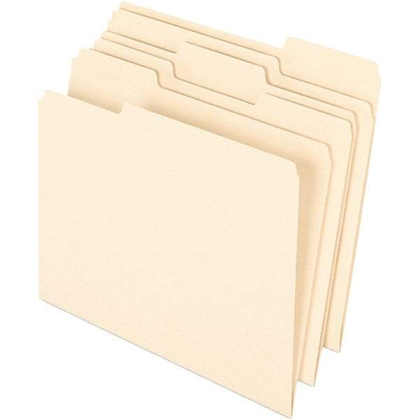 Pendaflex - 9-1/2 x 11-5/8", Letter Size, Manila, File Folders with Top Tab - 11 Point Stock, Assorted Tab Cut Location - Makers Industrial Supply