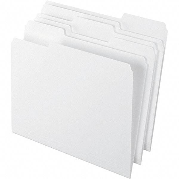 Pendaflex - 9-1/2 x 11-5/8", Letter Size, White, File Folders with Top Tab - 11 Point Stock, Assorted Tab Cut Location - Makers Industrial Supply