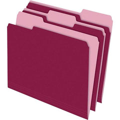 Pendaflex - 11-5/8 x 9-3/16", Letter Size, Burgundy, File Folders with Top Tab - 11 Point Stock, Assorted Tab Cut Location - Makers Industrial Supply