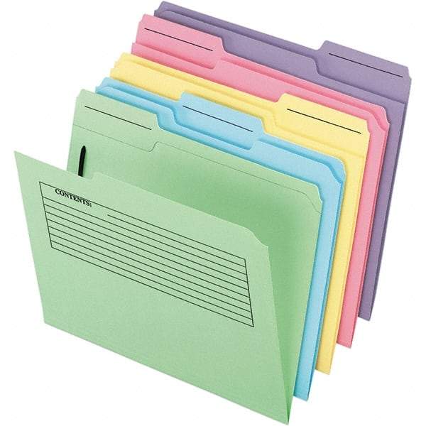 Pendaflex - 11-5/8 x 9-1/2", Letter Size, Assorted Colors, File Folders with Top Tab - 11 Point Stock, Assorted Tab Cut Location - Makers Industrial Supply