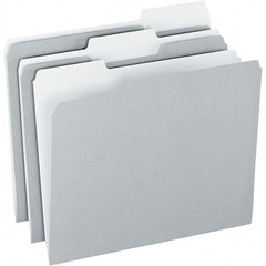 Pendaflex - 9-1/2 x 11-5/8", Letter Size, Gray/Light Gray, File Folders with Top Tab - 11 Point Stock, Assorted Tab Cut Location - Makers Industrial Supply