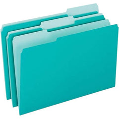 Pendaflex - 11-5/8 x 9-3/16", Letter Size, Aqua, File Folders with Top Tab - 11 Point Stock, Assorted Tab Cut Location - Makers Industrial Supply