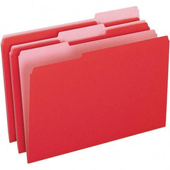 Pendaflex - 9-1/2 x 14-5/8", Legal, Red/Light Red, File Folders with Top Tab - 11 Point Stock, Assorted Tab Cut Location - Makers Industrial Supply