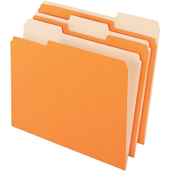 Pendaflex - 9-1/2 x 11-5/8", Letter Size, Orange/Light Orange, File Folders with Top Tab - 11 Point Stock, Assorted Tab Cut Location - Makers Industrial Supply