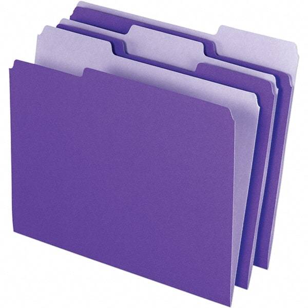 Pendaflex - 11-5/8 x 9-3/16", Letter Size, Violet, File Folders with Top Tab - 11 Point Stock, Assorted Tab Cut Location - Makers Industrial Supply