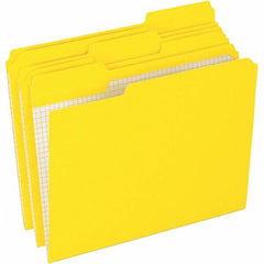 Pendaflex - 9-1/2 x 11-5/8", Letter Size, Yellow, File Folders with Top Tab - 11 Point Stock, Assorted Tab Cut Location - Makers Industrial Supply