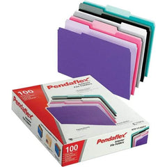 Pendaflex - 11-5/8 x 9-3/16", Letter Size, Assorted Colors, File Folders with Top Tab - 11 Point Stock, Assorted Tab Cut Location - Makers Industrial Supply