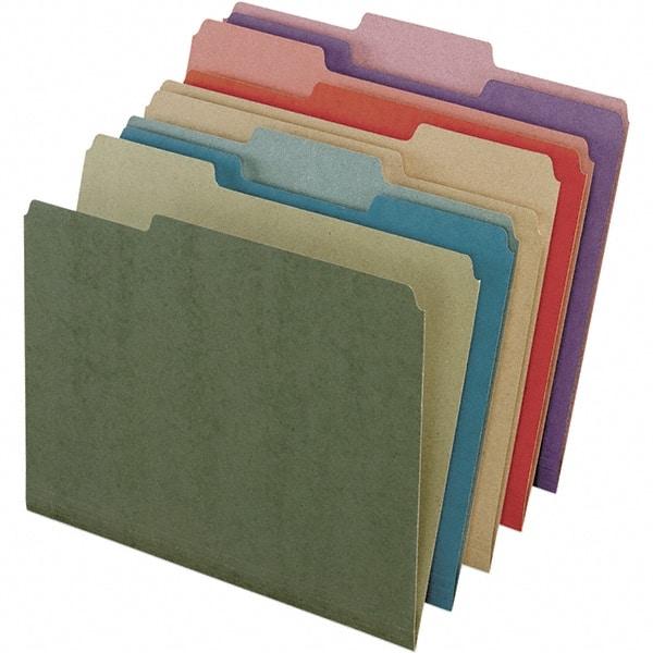 Pendaflex - 9-1/2 x 11-5/8", Letter Size, Assorted Colors, File Folders with Top Tab - 11 Point Stock, Assorted Tab Cut Location - Makers Industrial Supply