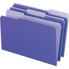 Pendaflex - 14-5/8 x 9-3/16", Legal, Violet, File Folders with Top Tab - 11 Point Stock, Assorted Tab Cut Location - Makers Industrial Supply