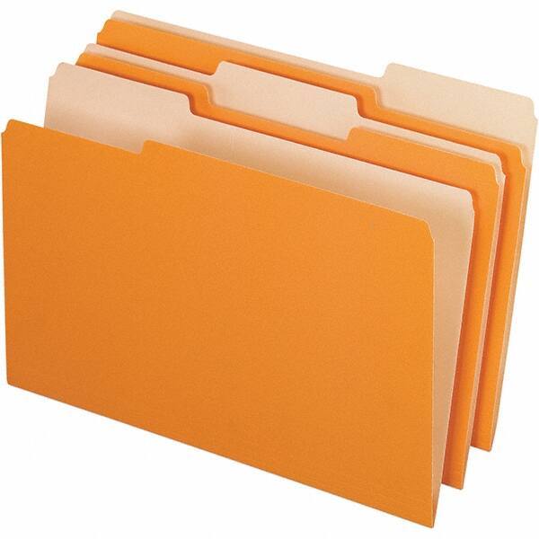 Pendaflex - 9-1/2 x 14-5/8", Legal, Orange/Light Orange, File Folders with Top Tab - 11 Point Stock, Assorted Tab Cut Location - Makers Industrial Supply