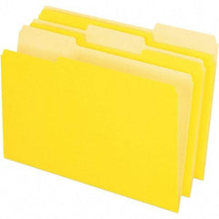 Pendaflex - 9-1/2 x 14-5/8", Legal, Yellow, File Folders with Top Tab - 11 Point Stock, Assorted Tab Cut Location - Makers Industrial Supply