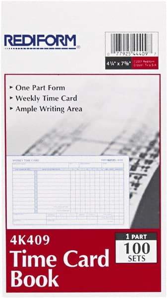 REDIFORM - 29/32" High x 4-13/64" Wide Weekly Time Cards - Use with Manual Time Record - Makers Industrial Supply