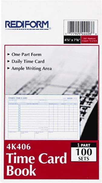 REDIFORM - 29/32" High x 4-13/64" Wide Daily Time Cards - Use with Manual Time Record - Makers Industrial Supply