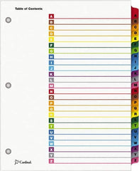 Cardinal - 11 x 8 1/2" 26 Tabs, 3-Hole Punched, Index Tab - Multi-Color Tabs, Multi-Color Folder - Makers Industrial Supply