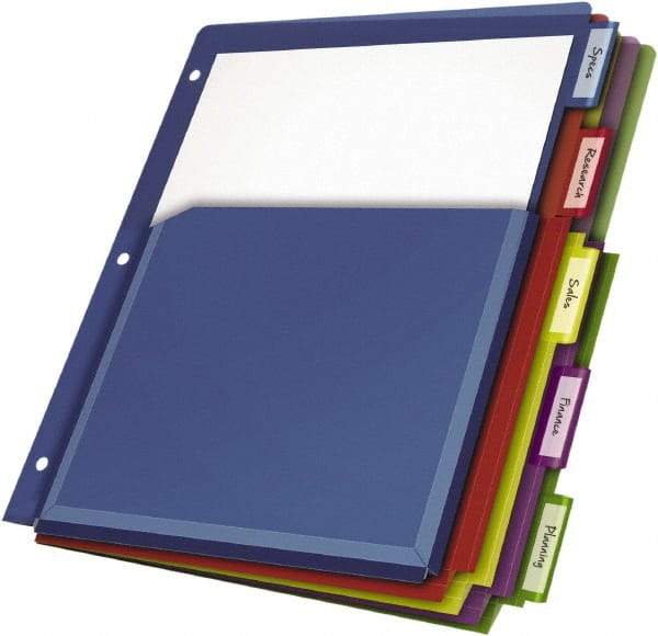 Cardinal - 11 x 8 1/2" 5 Tabs, 3-Hole Punched, Tab Divider - Multicolor Tabs, Multi-Color Folder - Makers Industrial Supply