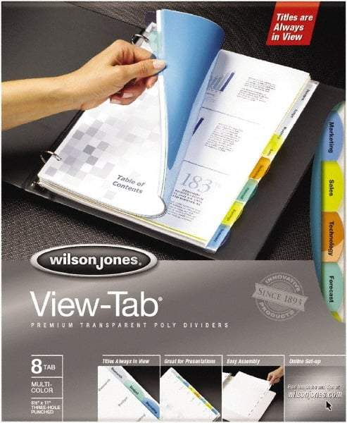 Wilson Jones - 11 x 8 1/2" 12 Tabs, 3-Hole Punched, Tab Divider - Multicolor Tabs, Multi-Color Folder - Makers Industrial Supply