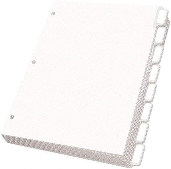 OXFORD - 11 x 8 1/2" 5 Tabs, 3-Hole Punched, Self-Stick Tab - White - Makers Industrial Supply