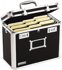 Vaultz - 1 Compartment, 13-3/4" Wide x 12-1/4" High x 7-1/4" Deep, Portable Storage Box - Aluminum, Chrome, PVC & Rubber, Black - Makers Industrial Supply