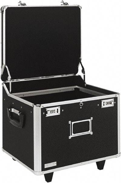 Vaultz - 1 Compartment, 15-1/4" Wide x 11-1/2" High x 12-1/4" Deep, Portable Storage Box - Aluminum, Chrome & PVC, Black - Makers Industrial Supply