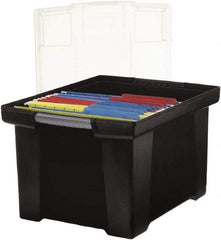 Storex - 1 Compartment, 18-1/2" Wide x 10-7/8" High x 14-1/4" Deep, Portable Storage Box - Plastic, Black/Clear - Makers Industrial Supply