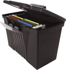 Storex - 1 Compartment, 14-1/2" Wide x 12" High x 10-1/2" Deep, File Storage Boxes - Plastic, Black - Makers Industrial Supply