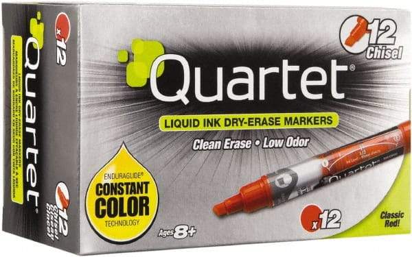 Quartet - Red, Chisel Tip, Dozen EnduraGlide Dry Erase Markers - For Use with Dry Erase Marker Boards - Makers Industrial Supply