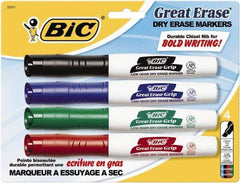 Bic - Assorted Colors, Great Erase Grip Chisel Tip Dry Erase Markers - For Use with Dry Erase Marker Boards - Makers Industrial Supply