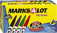 Marks-A-Lot - Assorted Colors, Pen Style, Bullet Tip, 24 Set Dry Erase Markers - For Use with Dry Erase Marker Boards - Makers Industrial Supply