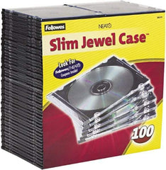 FELLOWES - 1 Compartment, 5-5/8" Wide x 4-15/16" High x 3/16" Deep, CD Case - Plastic, Clear/Black - Makers Industrial Supply