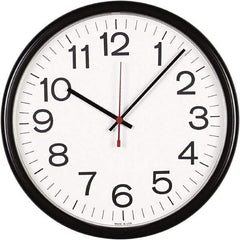 UNIVERSAL - White Face, Dial Wall Clock - Analog Display, Black Case, Runs on AA Battery - Makers Industrial Supply