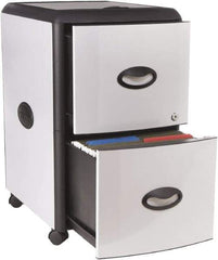 Storex - 19" Wide x 23" High x 15" Deep, 2 Drawer Mobile Pedestal - Plastic/Steel, Silver/Black - Makers Industrial Supply