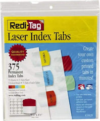 Redi-Tag - 1-1/8 x 1-1/4" 5 Tabs, Self-Adhesive, Self-Adhesive File Folder Tabs - Red, Blue, Mint, Orange, Yellow - Makers Industrial Supply