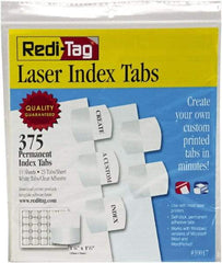 Redi-Tag - 1-1/8 x 1-1/4" 375 Tabs, Self-Adhesive, Self-Adhesive File Folder Tabs - White - Makers Industrial Supply