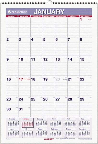 AT-A-GLANCE - 6 Sheet, 15-1/2 x 22-3/4", Ruled Blocks Wall Calendar - White - Makers Industrial Supply