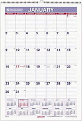 AT-A-GLANCE - 6 Sheet, 15-1/2 x 22-3/4", Ruled Blocks Wall Calendar - White - Makers Industrial Supply