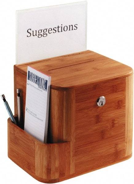 Safco - 10" Wide x 8" Deep x 14" High, Suggestion Box - Cherry - Makers Industrial Supply