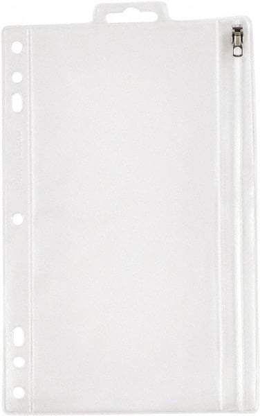 OXFORD - 6 x 9-1/2" 1 Tabs, 5-Hole Punched, Binder Pockets Divider - Clear, White Tabs, Clear/White Folder - Makers Industrial Supply