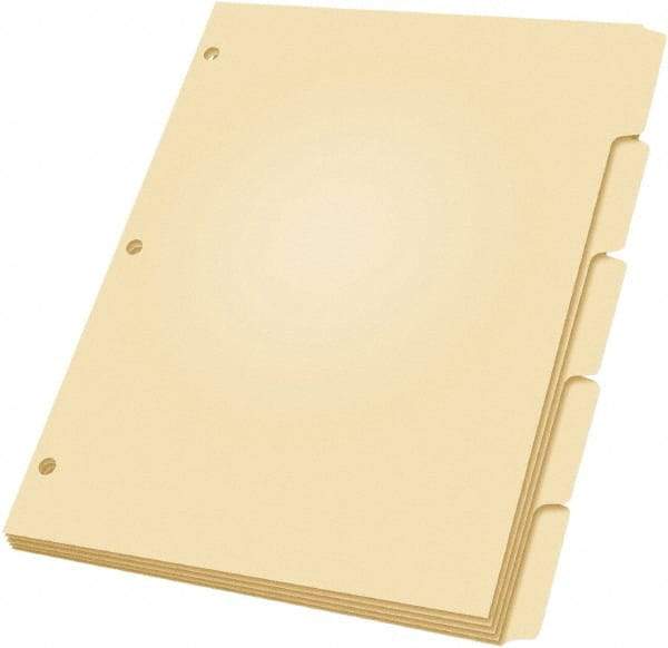 OXFORD - 11 x 8 1/2" 5 Tabs, 3-Hole Punched, Index Tab - Manila - Makers Industrial Supply