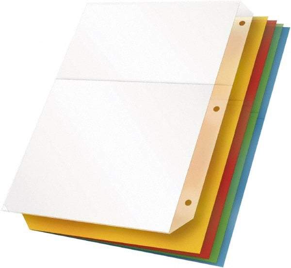 Cardinal - 11 x 8 1/2" 5 Tabs, 3-Hole Punched, Binder Pockets Divider - Multicolor Tabs, Blue, Clear, Green, Orange, Yellow Folder - Makers Industrial Supply