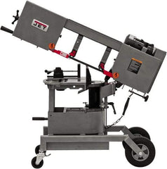 Jet - 6-1/2 x 8" Max Capacity, Manual Step Pulley Horizontal Bandsaw - 64, 132 & 247 SFPM Blade Speed, 115/230 Volts, 90°, 3/4 hp, 1 Phase - Makers Industrial Supply