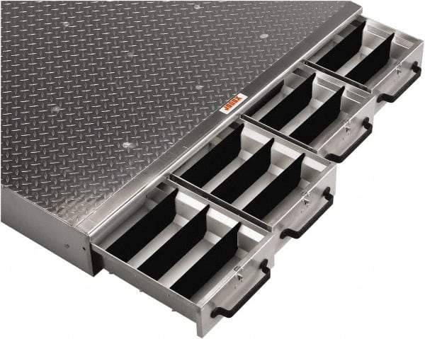 Jobox - 4 Compartment 4 Drawer Tool Cabinet - 48" Wide x 50" Deep x 6" High, Aluminum, Silver - Makers Industrial Supply