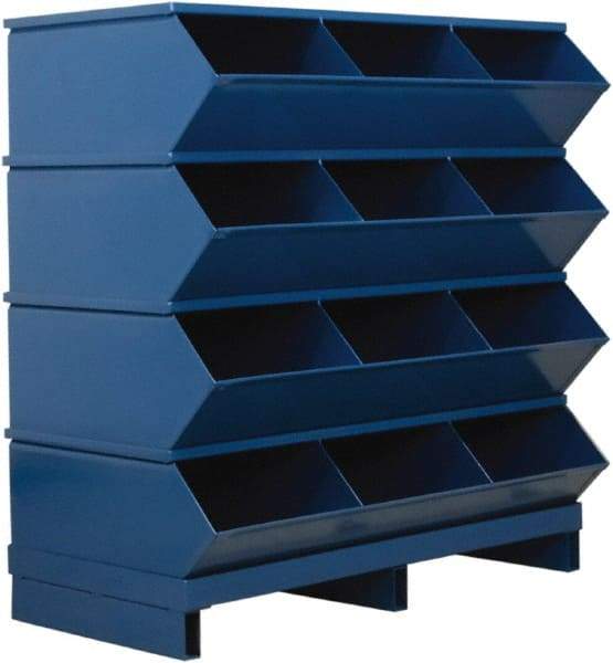 Stackbin - 4 Bin, Shelving Unit with Openings & Base - 37" Wide x 38" High - Makers Industrial Supply