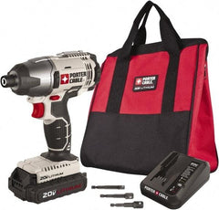 Porter-Cable - 20 Volt, 1/4" Drive, 1,450 In/Lb Torque, Cordless Impact Driver - Mid-Handle, 3000 RPM, 1 Battery Included - Makers Industrial Supply