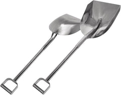 SANI-LAV - 15-1/2" High x 11-1/2" Wide Round Steel Shovel - 24-1/2" Long Steel D-Grip Handle, No Step - Makers Industrial Supply