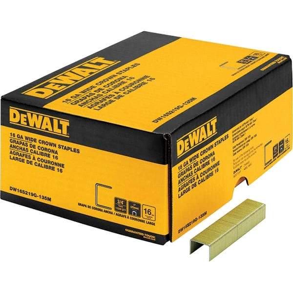 DeWALT - 1" Long x 1/16" Wide, 16 Gauge Crowned Construction Staple - Steel, Galvanized Finish - Makers Industrial Supply