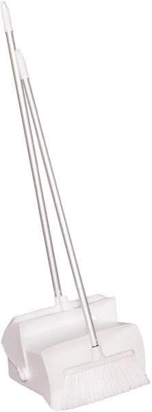 Remco - 14" Wide x 7-1/8" Deep x 47-1/2" High Upright Dustpan with Broom - Plastic Body, 37" Aluminum Handle, White - Makers Industrial Supply