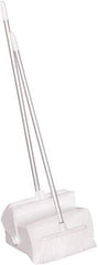 Remco - 14" Wide x 7-1/8" Deep x 47-1/2" High Upright Dustpan with Broom - Plastic Body, 37" Aluminum Handle, White - Makers Industrial Supply